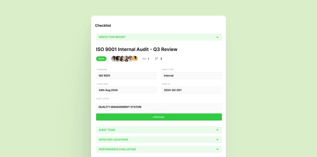 Quality Management Interface